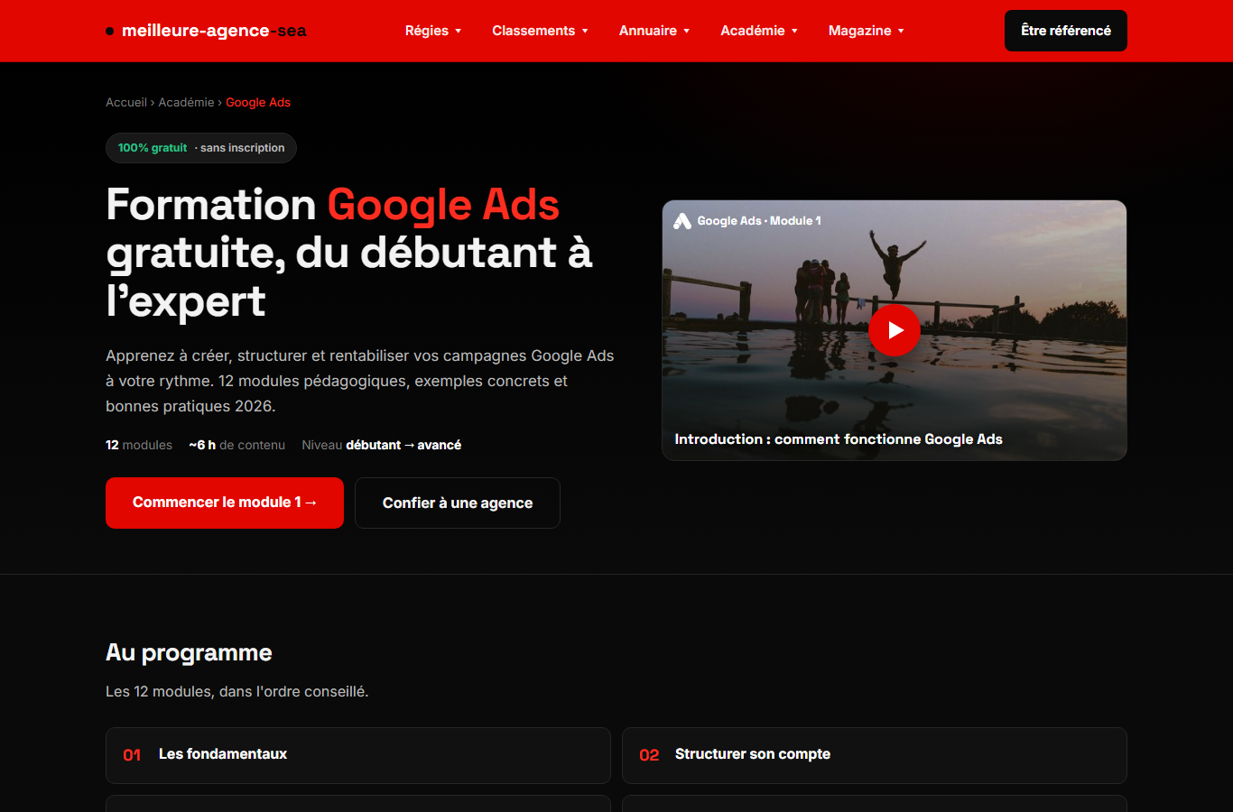 Académie Google Ads de meilleure-agence-sea.fr : guides pour comprendre les enchères, formats et budgets publicitaires
